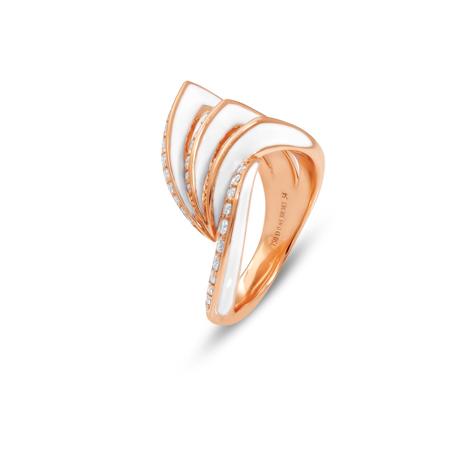 VIVA Ring with Diamonds and White Enamel