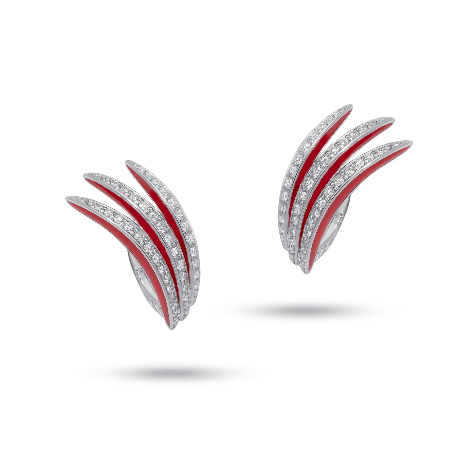 VIVA Classic Earrings with Diamonds and Red Enamel