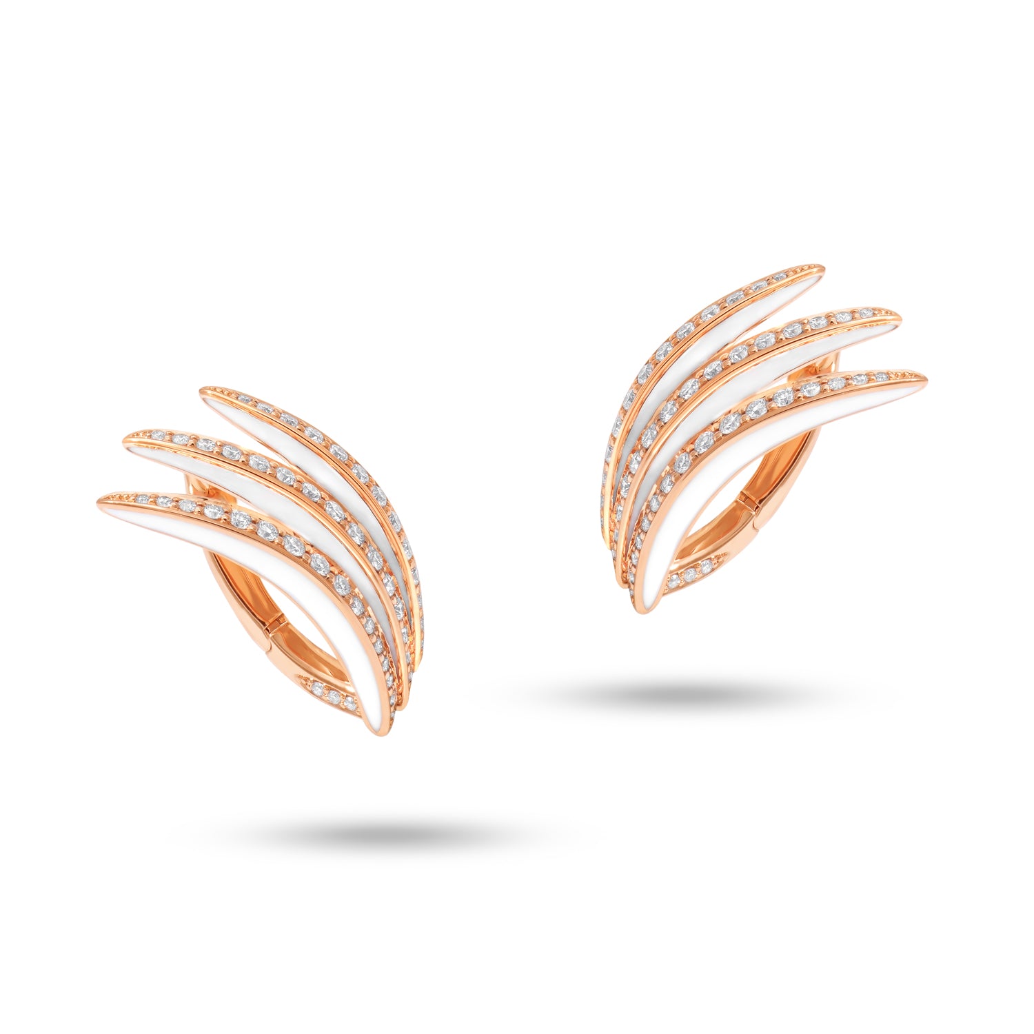 VIVA Classic Earrings with Diamonds and White Enamel