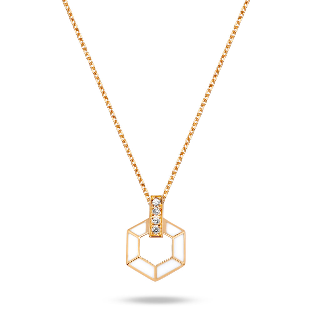 HONEY HONEY Honeycomb Necklace with Enamel and Diamonds