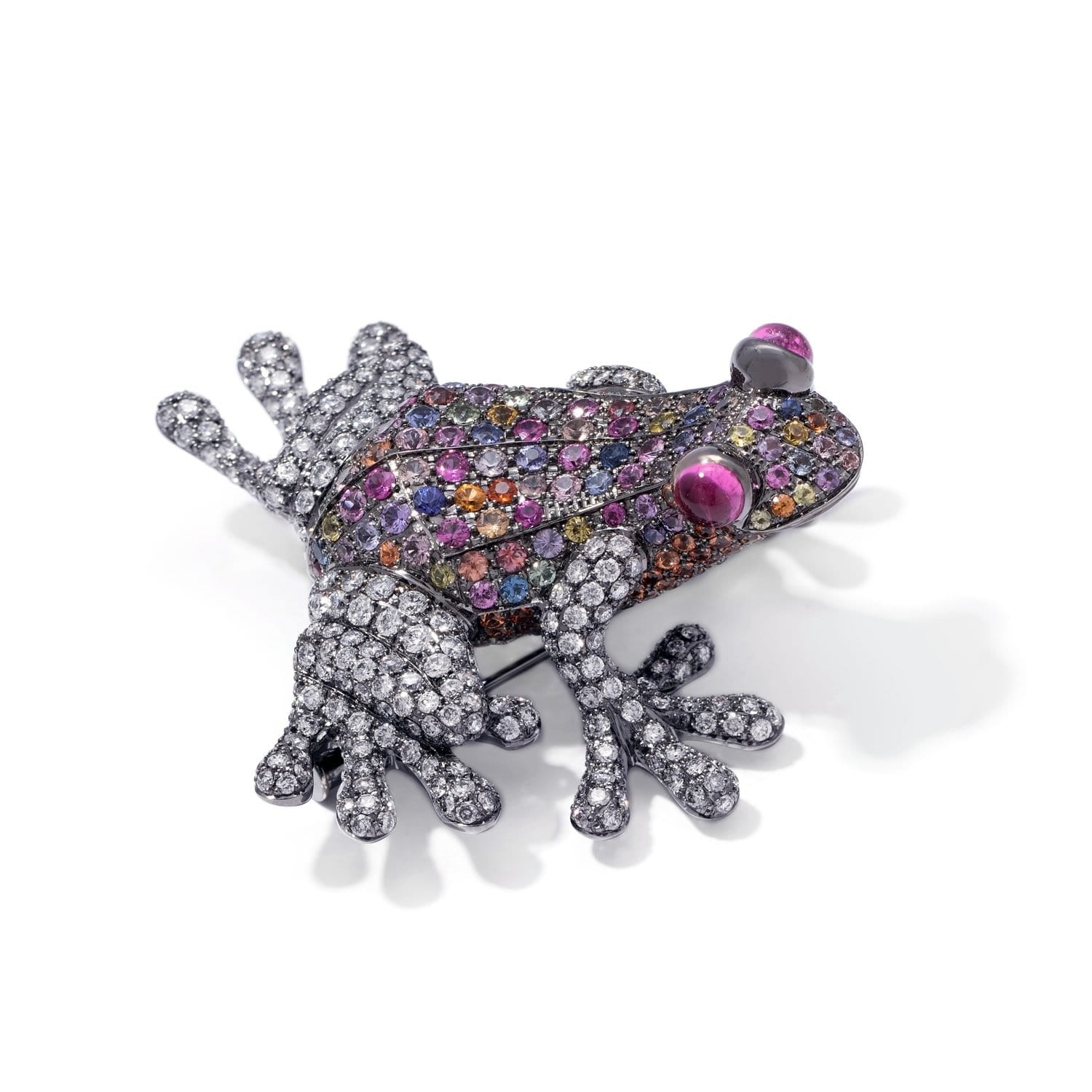 VINTAGE: Wild Life Frog, Mixed Sapphire Brooch