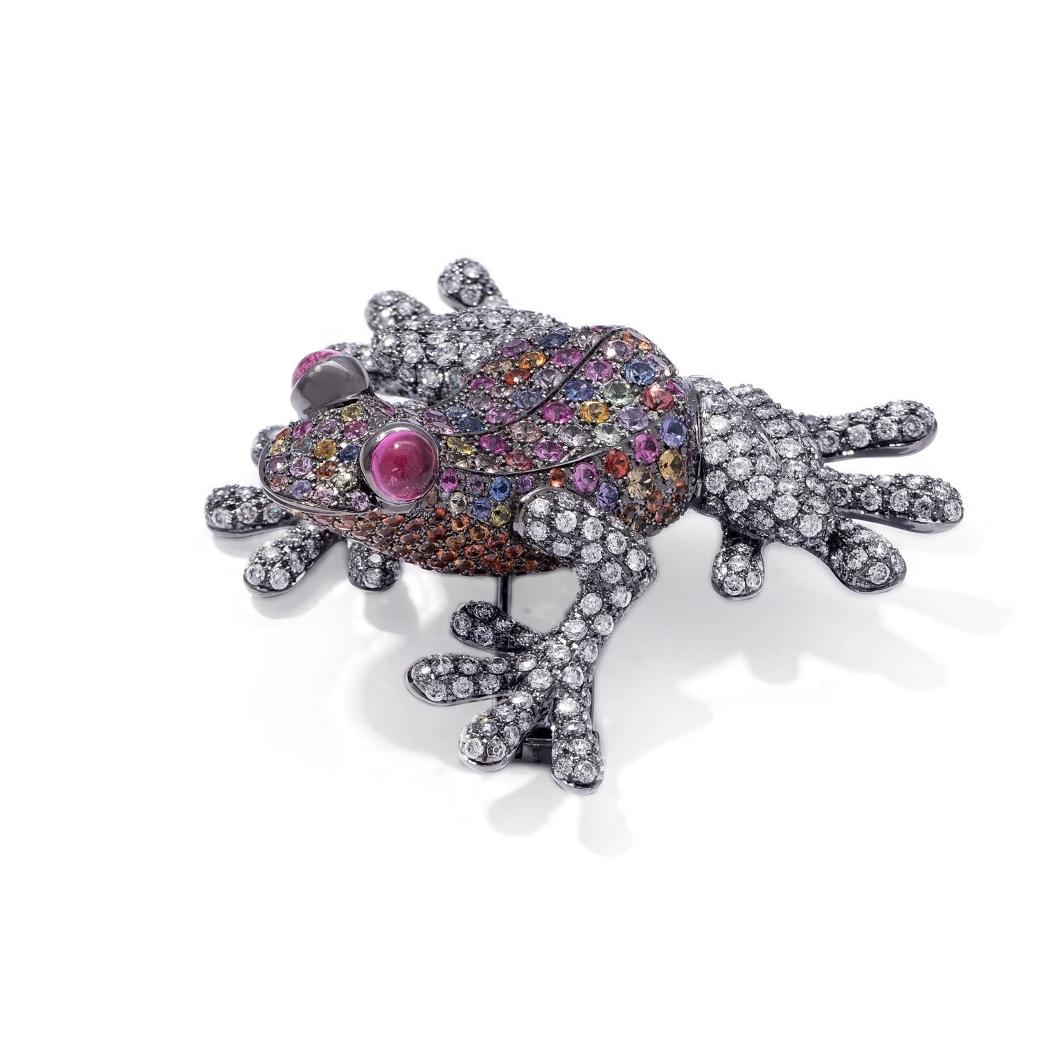 VINTAGE: Wild Life Frog, Mixed Sapphire Brooch