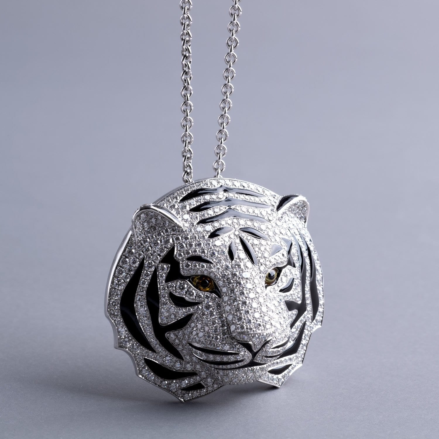 VINTAGE: Wild Life Tiger Head Large Pendant / Brooch