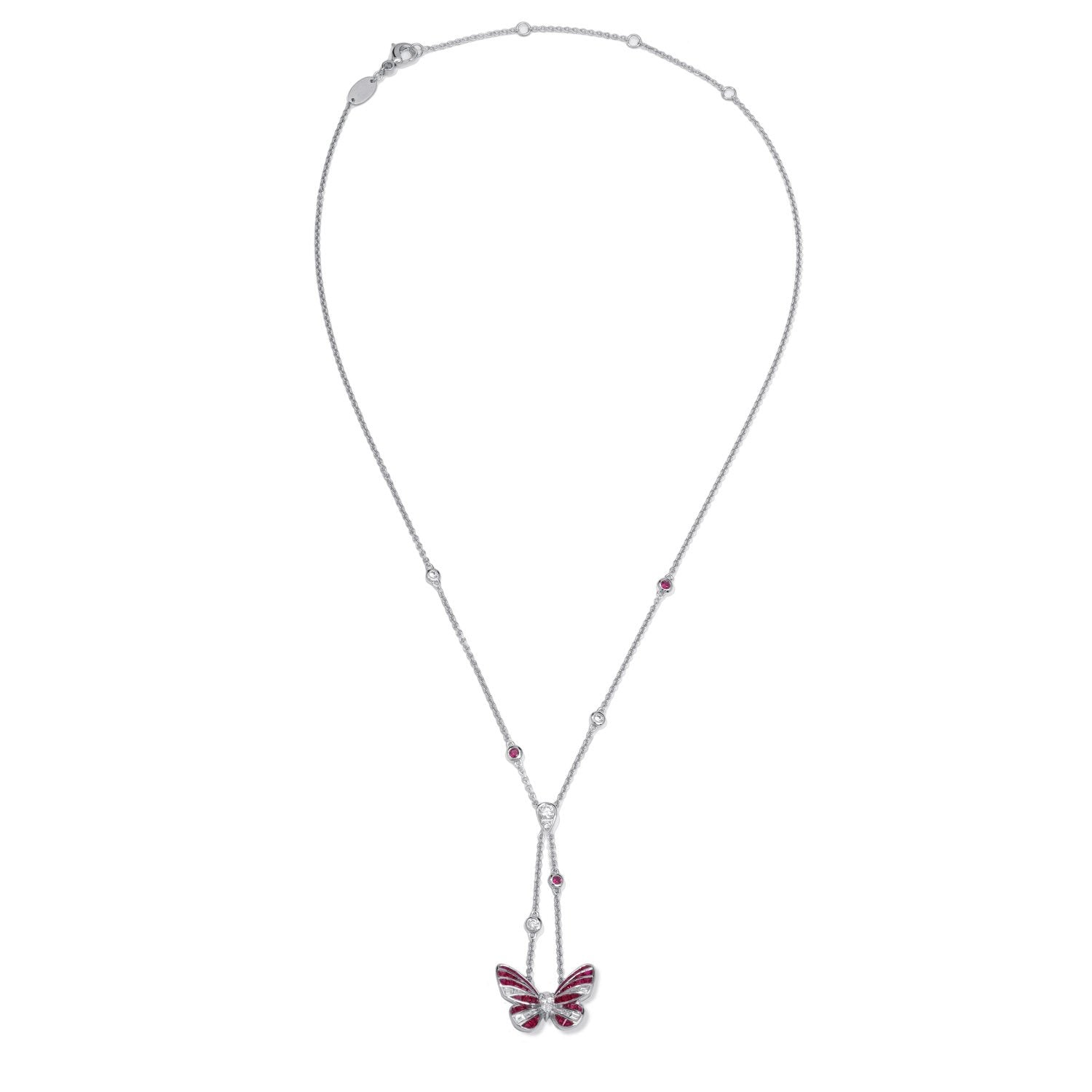 BUTTERFLY LOVERS Ruby Cross Chain Necklace