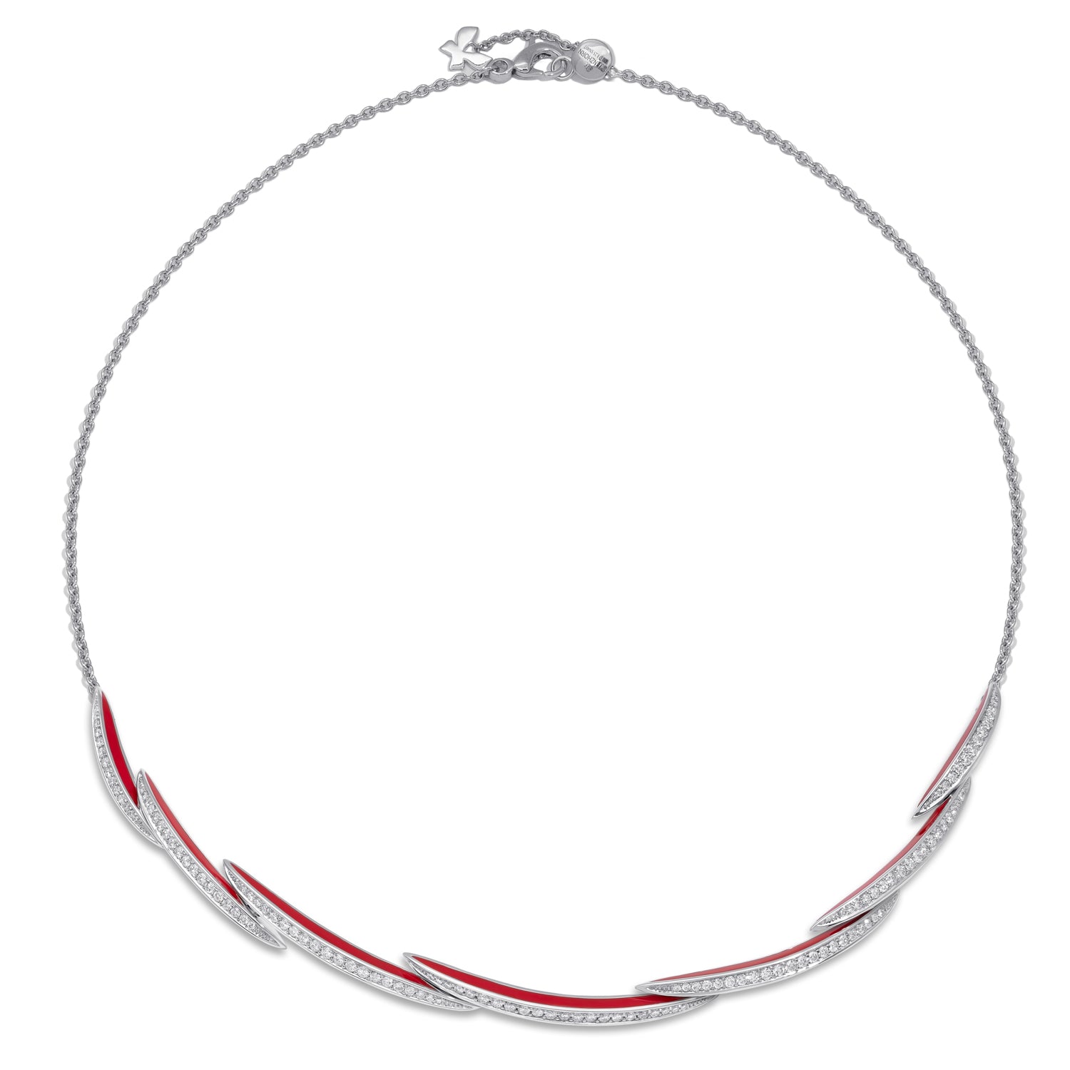 VIVA short Necklace with Diamonds and Red Enamel