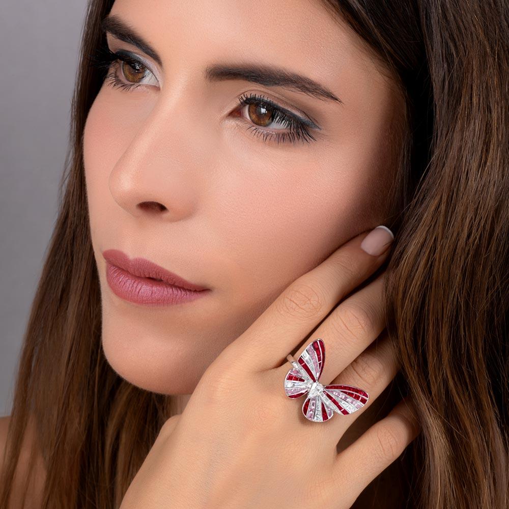 BUTTERFLY LOVERS Ruby and Pink Sapphire Ring